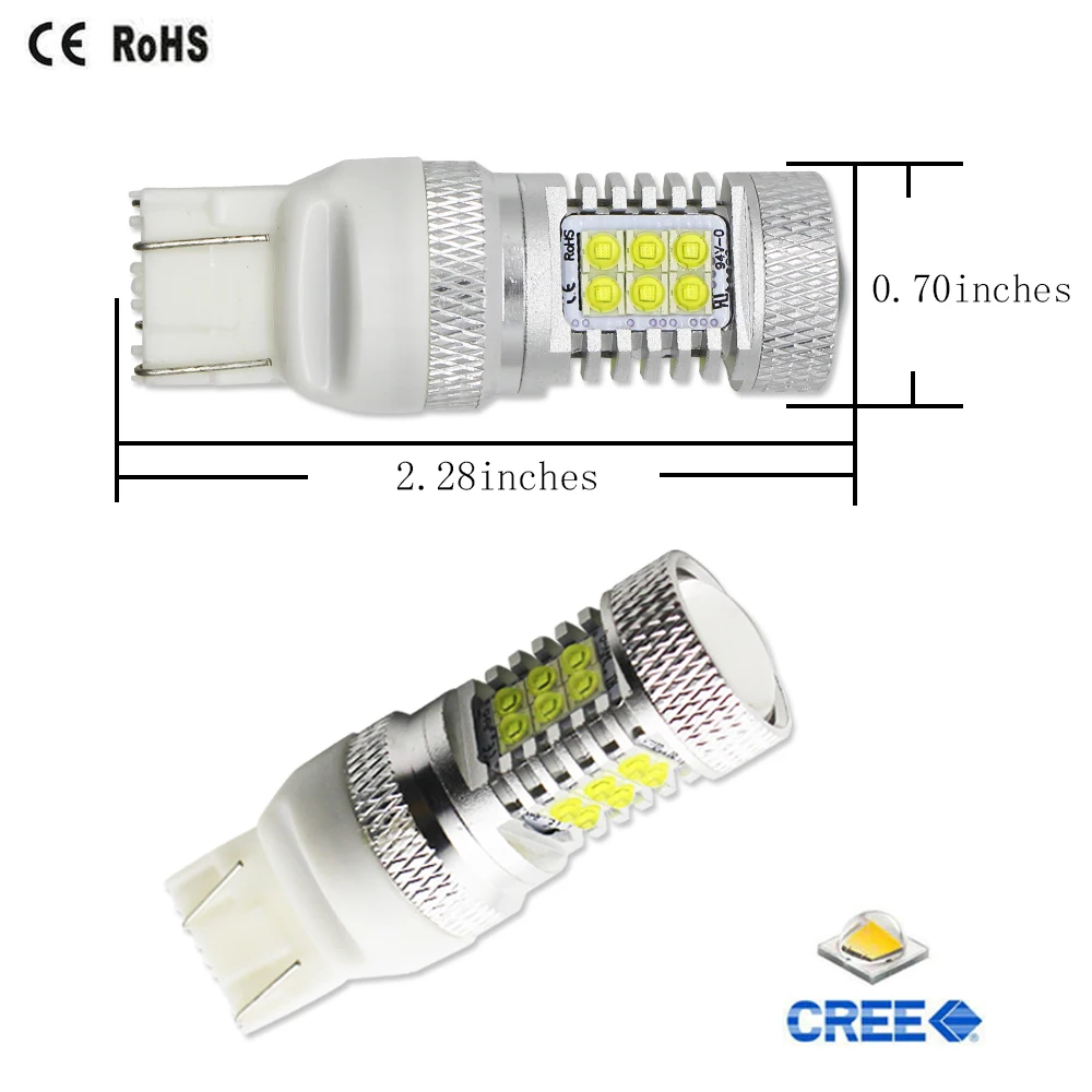 1600 Lumen 8000K Light Blue High Power 21-SMD XP-E 7443 T20 W16W LED Bulbs For Brake, DRL, Turn Signal, Backup Lights Lamps