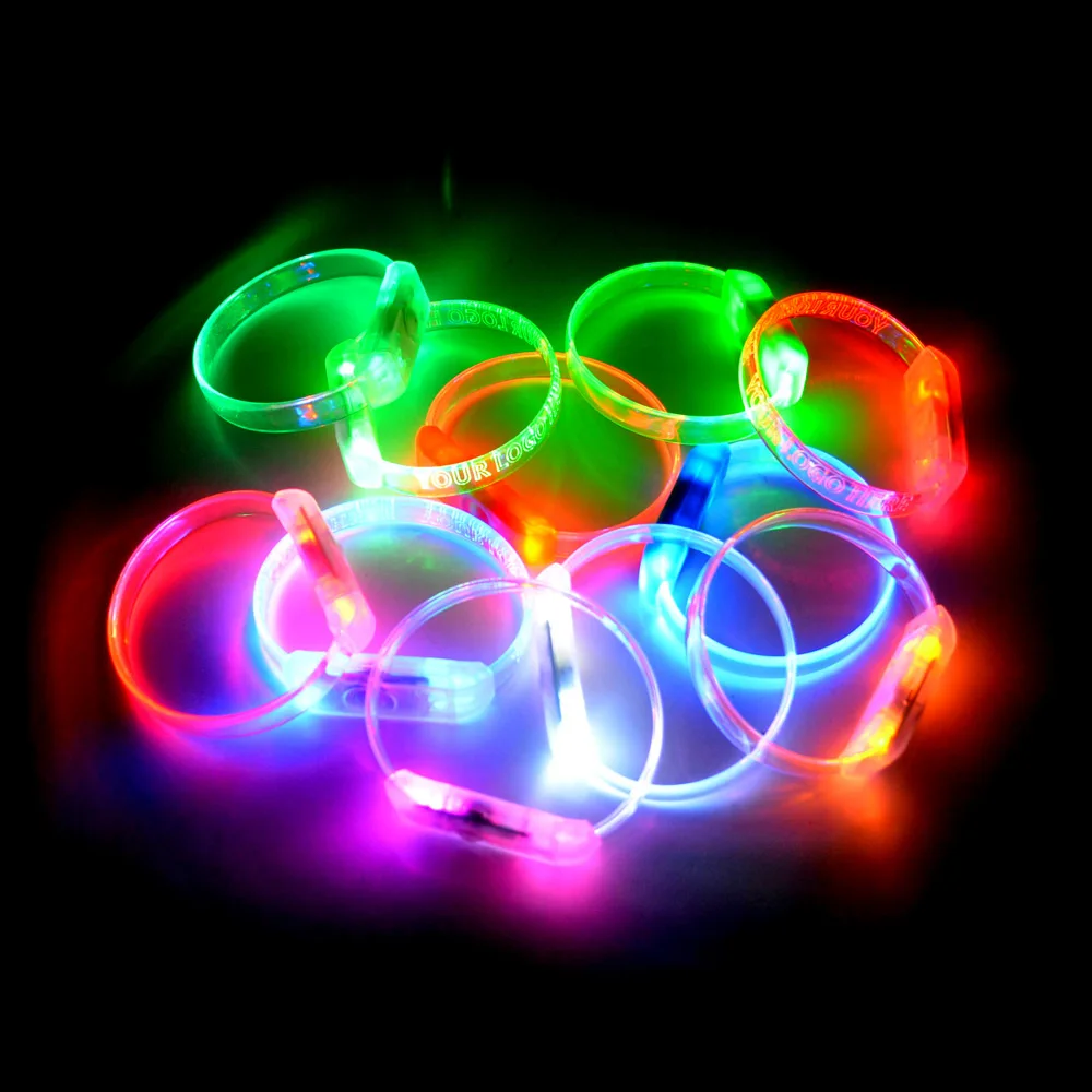 Customize LOGO Music Motion Activated Led Flashing Bracelet Glow In The Dark Wristbands for Concert Party Club