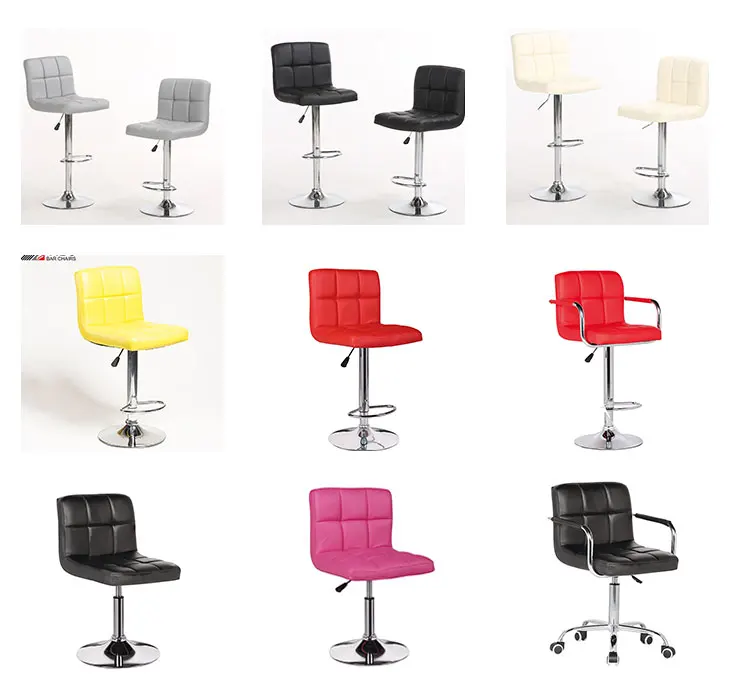 Modern 2 PCS PU Leather Modern Barstools High quality Adjustable  leather Swivel bar Stool