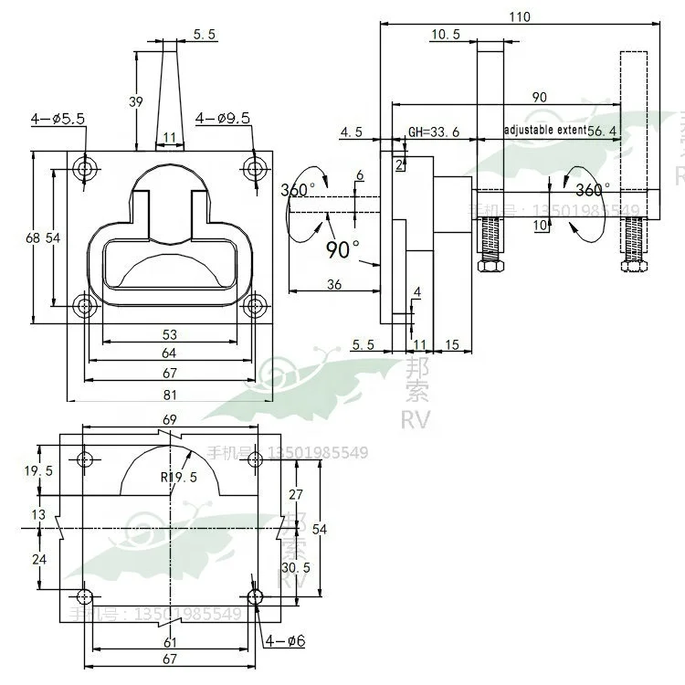 
Floor door lock motorhomes accessories for caravan trailer lock latch travel trailer lock 