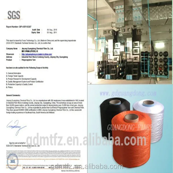 
50D To 3600D High Tenacity Twisted PP Yarn For Rope 