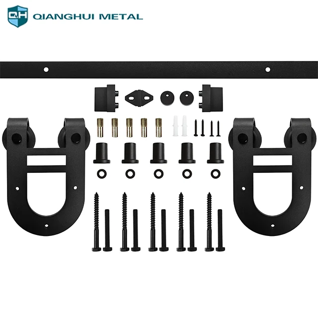 Heavy duty Sliding barn door hardware with  U shape double rollers