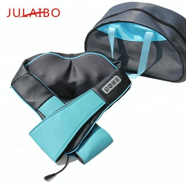 Hotselling new style shiatsu kneading neck and shoulder massage belt neck massager blue and black  with dust bag