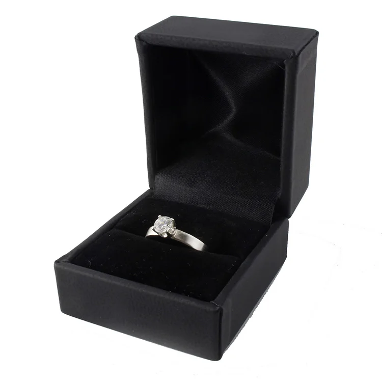Different Shape Black Luxury Leather Paper Custom Ring Box Paper Jewelry Box
