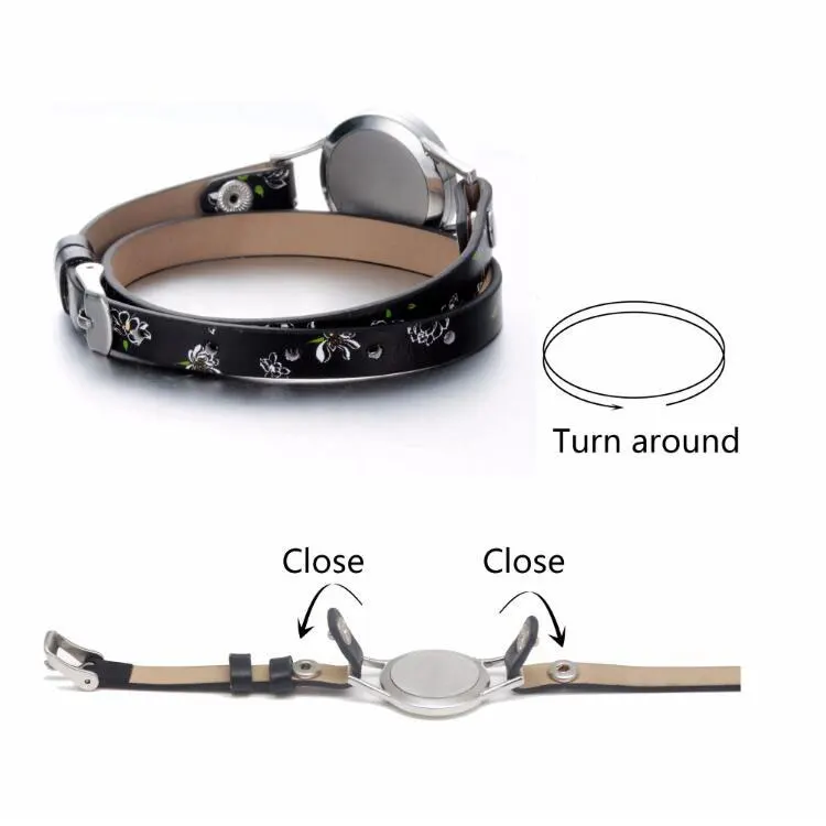 Perfume Diffuser Bracelets 316L Stainless Steel Watch Band Family Tree Magnetic Locket Leather Bracelet cuir homme