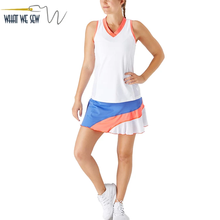 Защитная Сетчатая панель с цветными блоками UPF 50, легкий женский комплект из двух предметов, юбка для тенниса