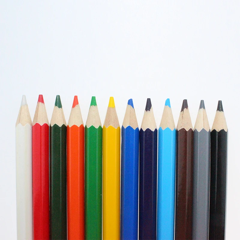 writing smooth and soft coloring wooden pencil with custom logo printing,color pencil sets