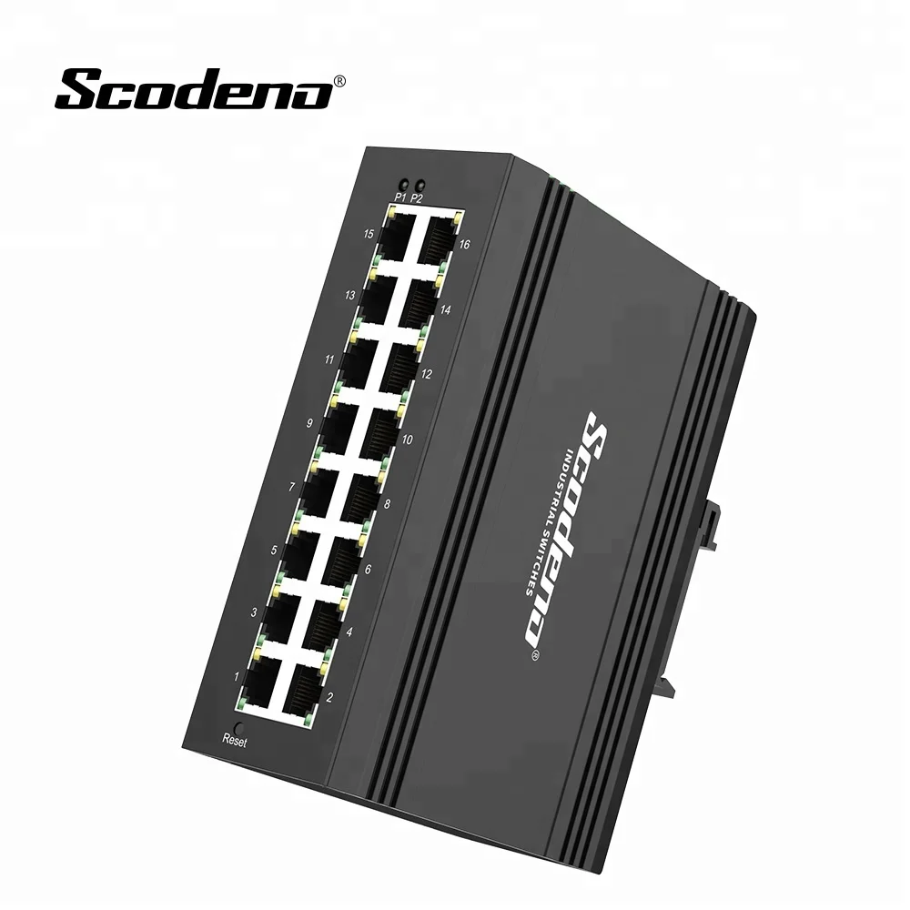 Scodeno OEM IP40 10/100/1000Mbps 16 Port Ethernet Industrial Switches