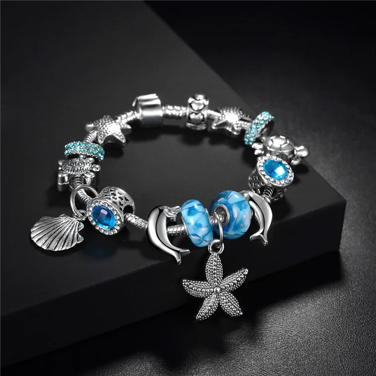 Qings Smart Ocean Charm Bracelet 925 Silver Plated Fashion Bracelet