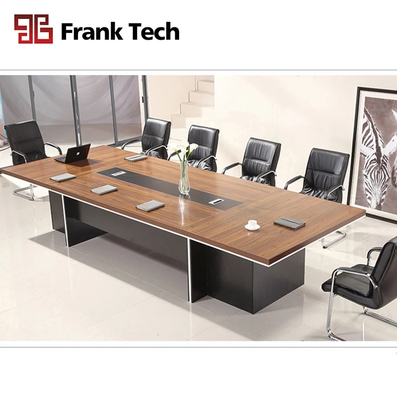 Modern Luxury Big Boardroom Rectangular 10 Person Black Conference Table for 5m