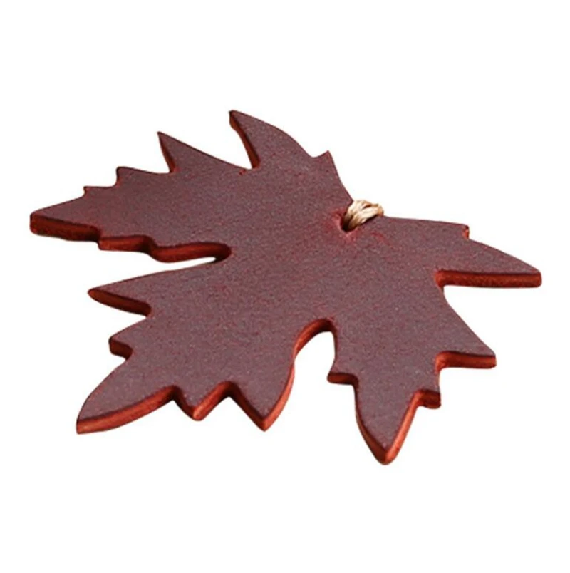 Dreamtop DTF276 maple leaf shape customized bookmarks for reader vintage real leather fashion bookmark for promotion