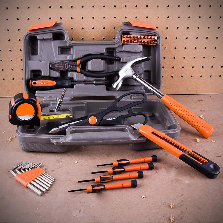 
Set Hand Tool Kit With Plastic Toolbox Storage Work Tool 