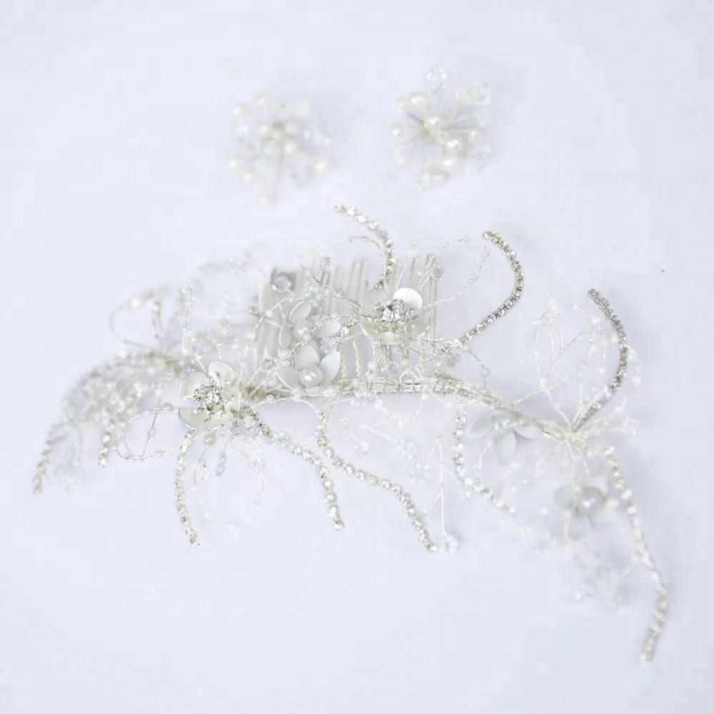 Luxury Crystal Pearl Flower Headdress Jewelry Bridesmaid Bridal Wedding Hair Combs For Women