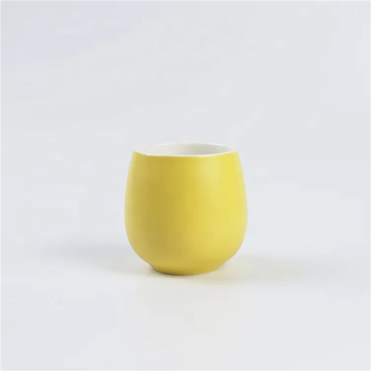 Bamboo tray custom printing yellow modern porcelain tea set with infuser for one person