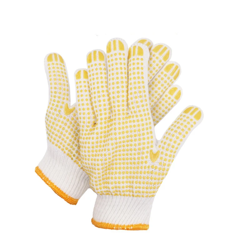 Best price anti cut washable cotton construction pvc safety gloves for industry