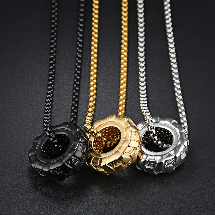 Waterproof Motor Biker Necklace Marlary Custom Design Wholesale Car Cool Tires Pendant Necklace Men Jewelry