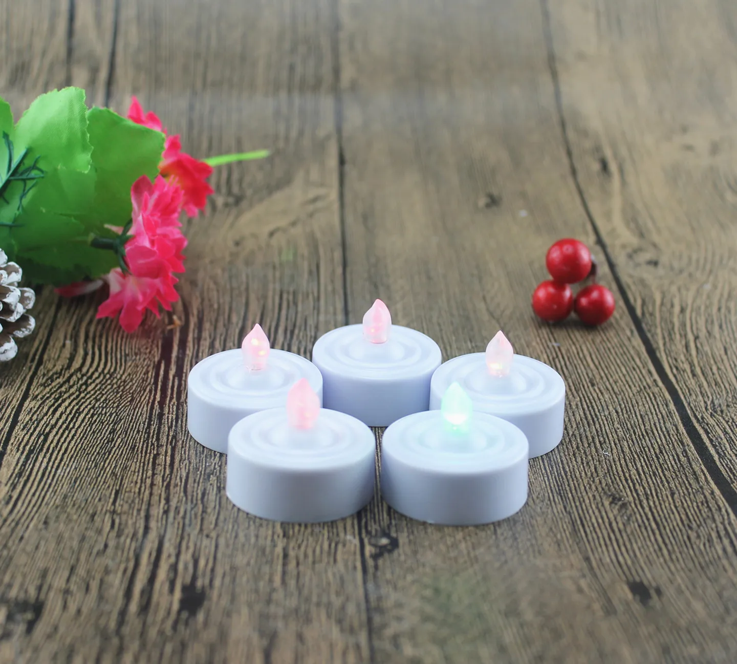 battery powered tea lights  LED Battery Operated Flameless Flickering Tea Lights, Amber, 24-Pack