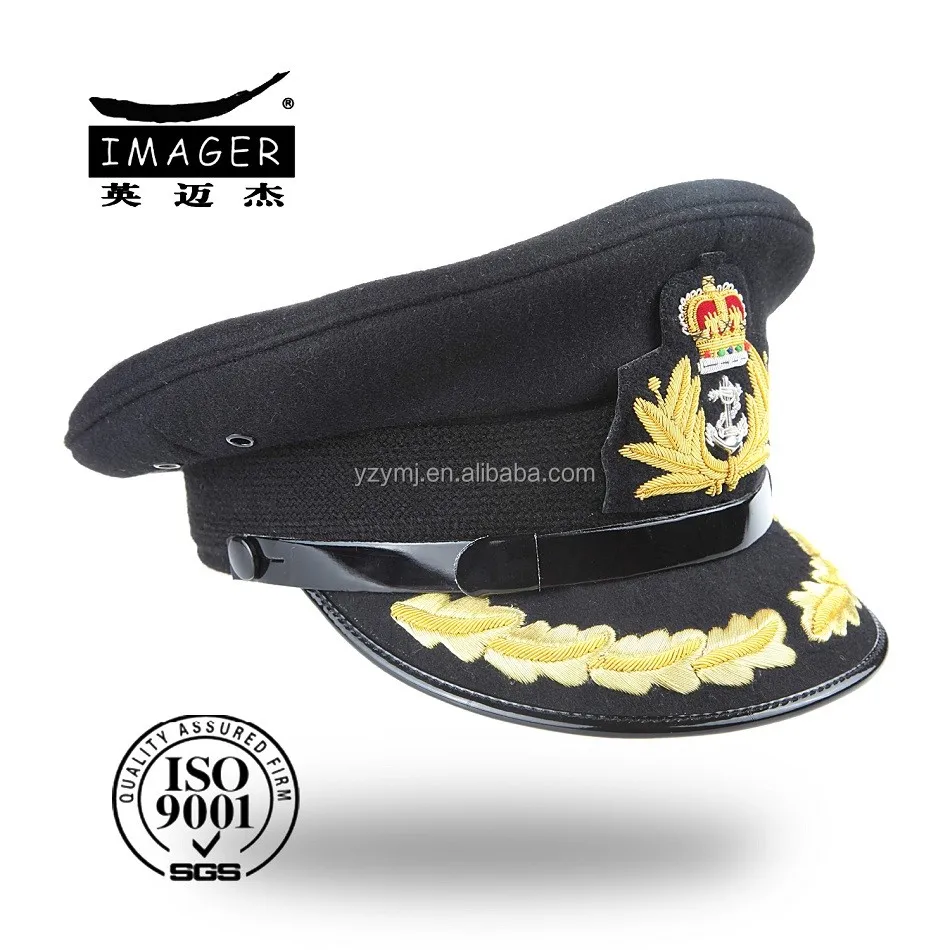 Customized uniform peaked cap with gold embroidery