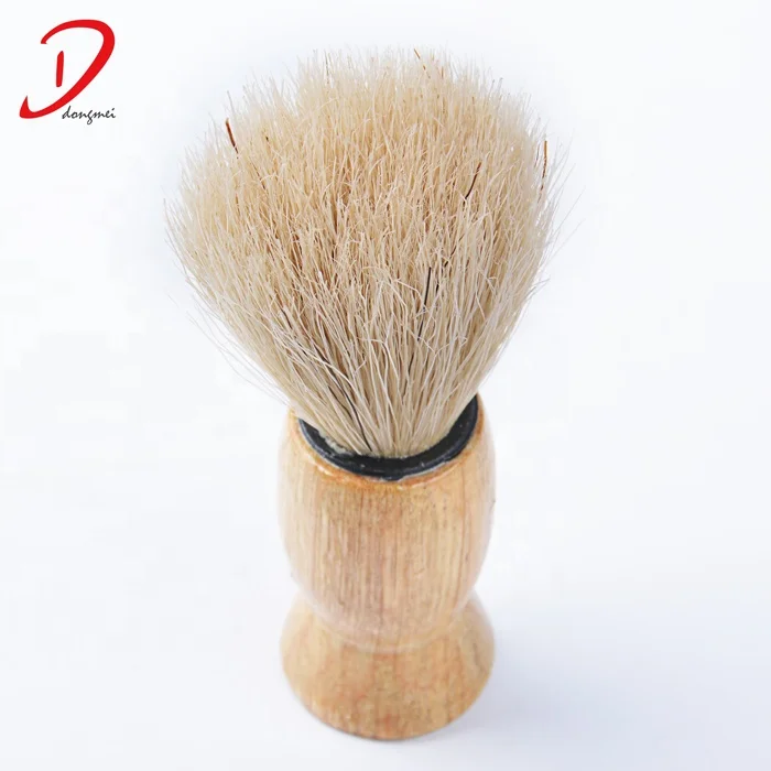 Wholesale cheap small wooden handle bristle hair disposable shaving brush with package