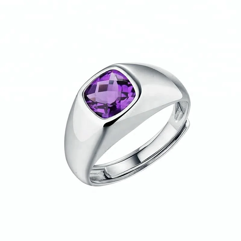 genuine gemstone  amethyst ring 925 sterling silver jewelry