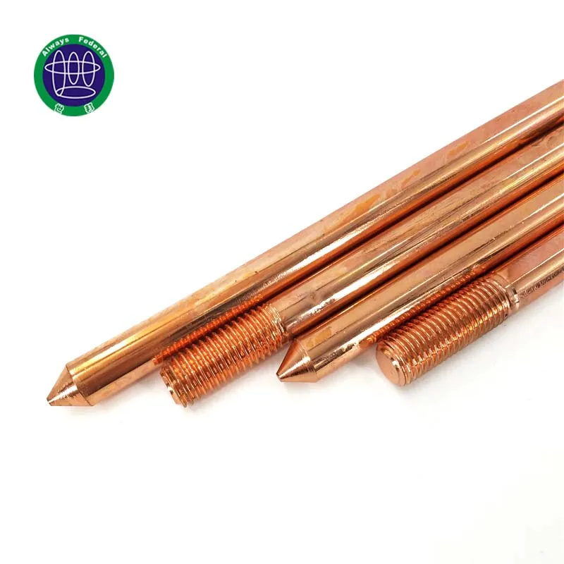 High Voltage Pure Threaded Copper Clad Steel Ground Rod