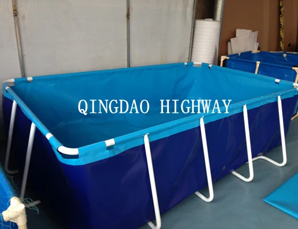 Blue PVC Foldable and Collapsible giant plastic containers for fish farming
