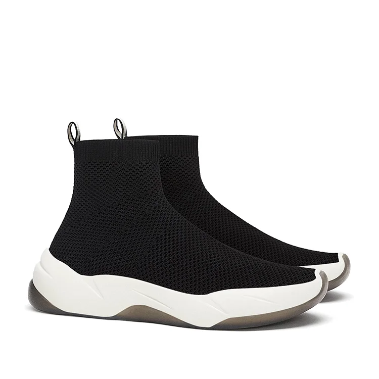 Fashion Shoes Casual High Neck Ladies Casual Shoes Women Sneaker Knit Flats