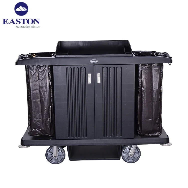 Double basket service housekeeping trolley, hotel housekeeping trolley cart
