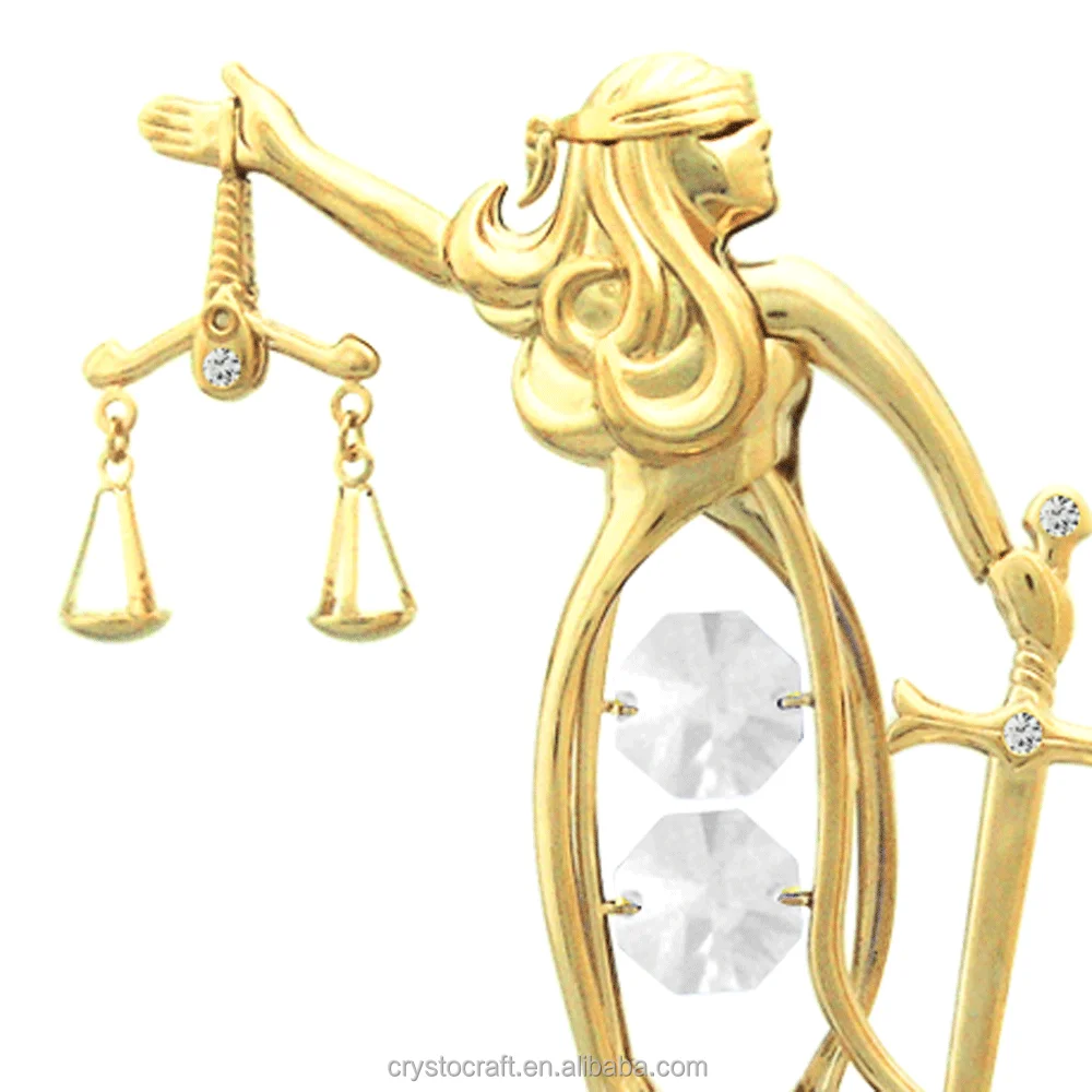 Special Price Stylish Gold Plated Metal Crystal Goddess of Justice Figurine Christian Gift