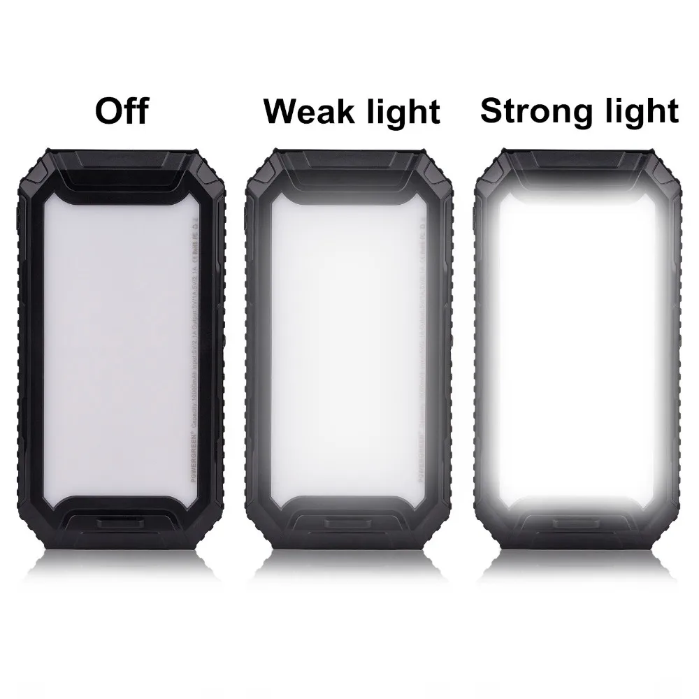
PowerGreen Lamp Design Solar Power Bank 10000mAh Solar Kit Wallet Charger for Cell Phone 
