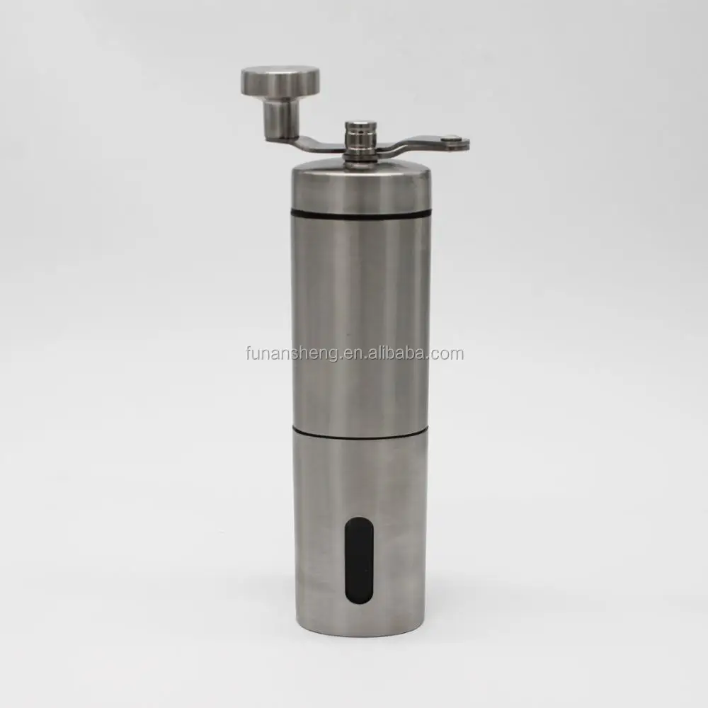 Portable Manual Coffee Grinder with foldable handle/ Ceramic Burr Triangular Prism Shaped/New Design Stainless Steel Coffee Mill