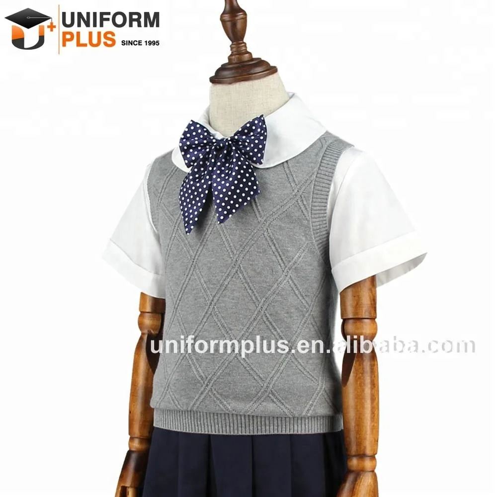European style cotton gray kids kindergarten school uniform sweater vest for autumn