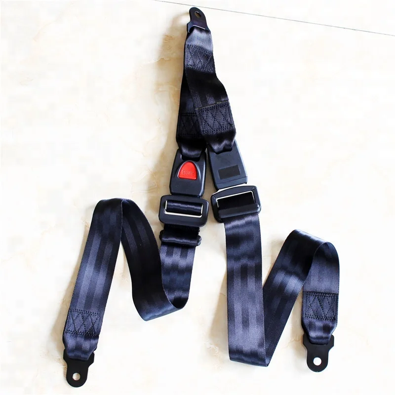 Black Double 2 Point Retractable ATV Quad Safety Seat Belt Buckle Universal Adjustable