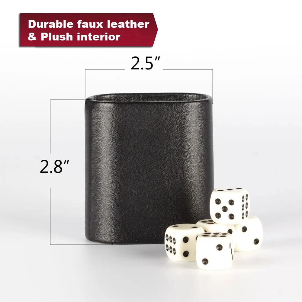 
Hot selling leather black backgammon mini dice cup 