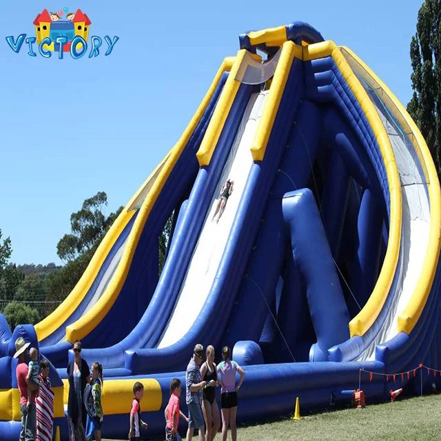 
New design giant lake inflatable water slides,inflatable double lane slip slide with pool 