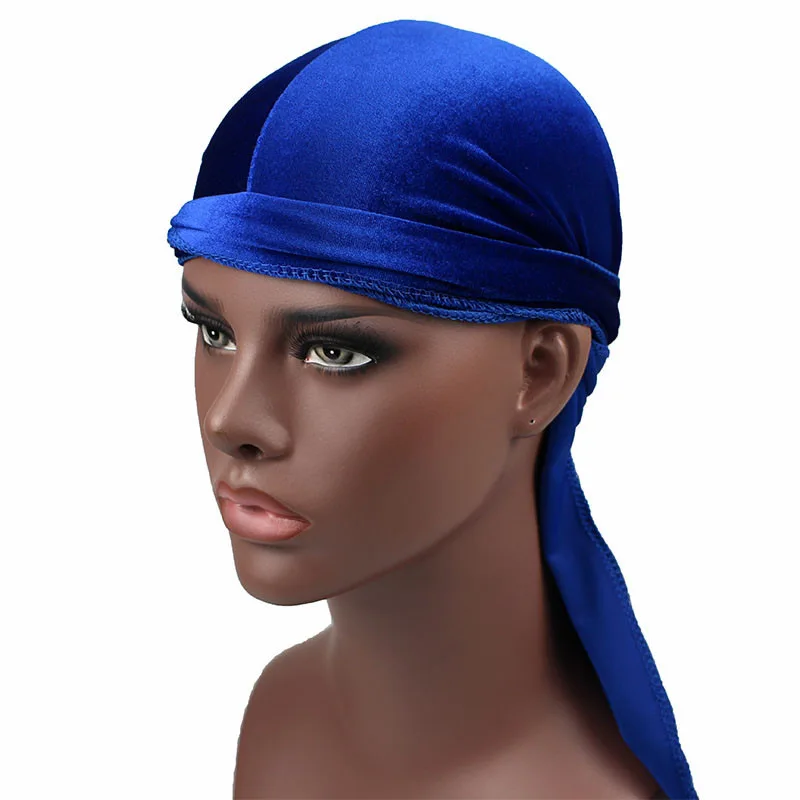 Мужская бархатная бандана-тюрбан головной убор мужские головные уборы Durag волнистые повязка на голову аксессуары для волос Du Rag