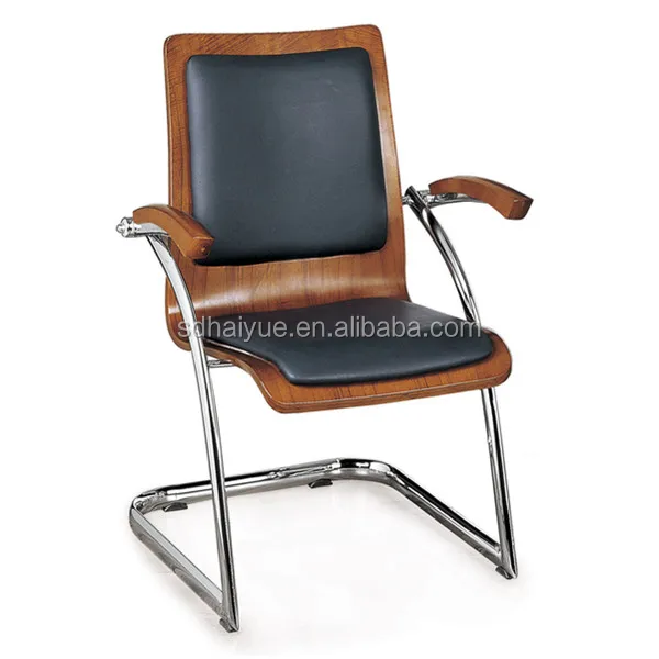 Office Wood  PU Leather Effect Leatherplus Conference Chair / Sled Base Chair HY3309