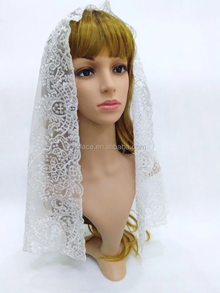 
White Semi-circle Embroidery Lace Mantilla Spanish Lace Veil Mantilla 
