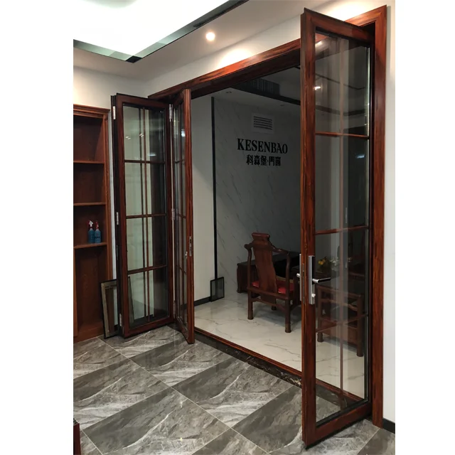 China supplier aluminium ykk folding door  powder coated size customized aluminum alloy door and window water exterior door
