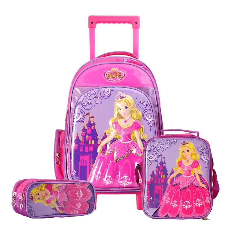 Высокое качество 16 дюймов детские школьные сумки с изображением героев мультфильма, комплект из трех предметов тележка сумка в комплекте