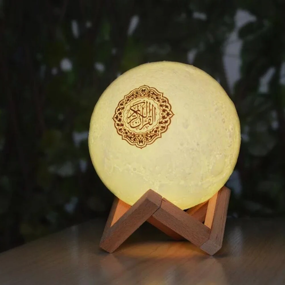  Al Touch Koran Azan Mp3 Usb Cube 3D Lampjes Audio Красочный светодиодный дышащий портативный адхан плеер Коран луна лампа