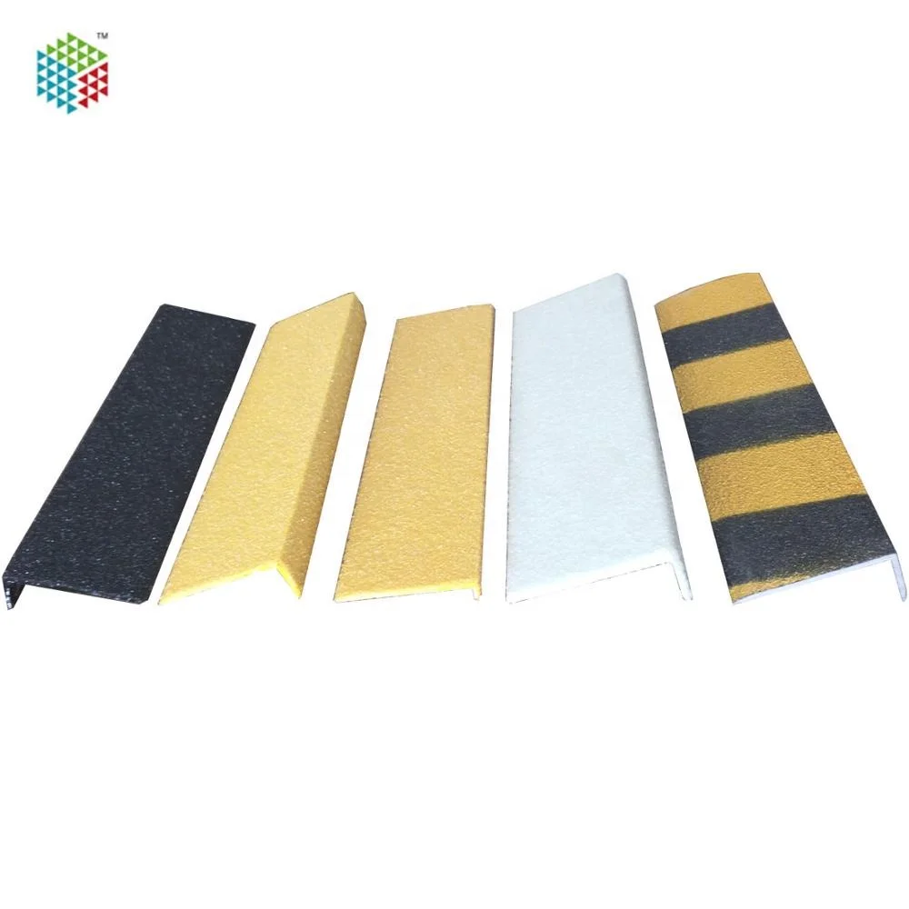 Black and yellow warning effect hazard stripe frp grp anti-slip nosing