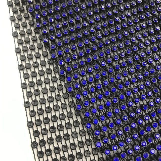 Sparking Plastic Elastic Rhinestone Mesh Fabric Crystal Diamond Mesh Trimming For Garment Shoes