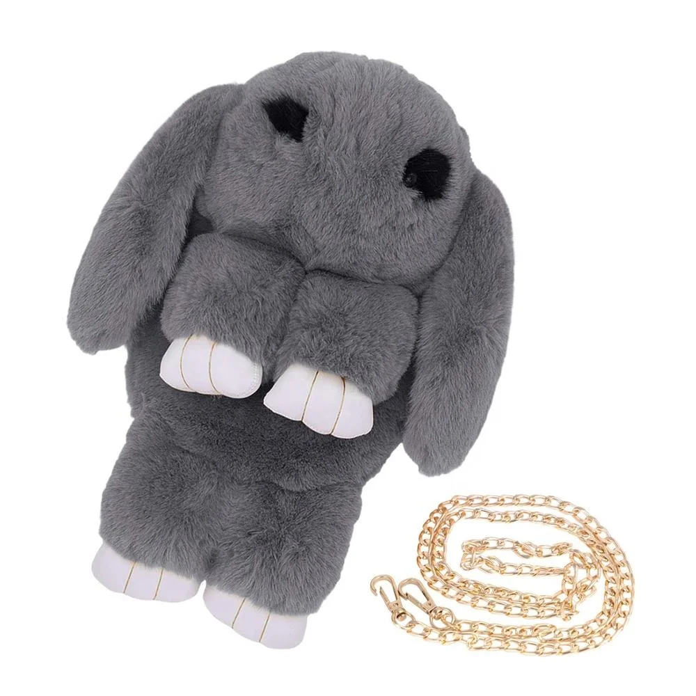 Kids Rabbit Faux Fur Backpack Bunny Hare Shoulder Bags Plush Doll Crossbody Knapsack Wallet Purse Travel Pouch Girls 25-30days