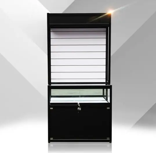 Hot aluminum slat wall display rack, lockable display furniture for cell phone accessory