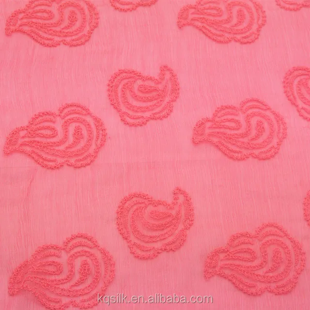 Гладкая кружевная шелковая ткань из креп-жоржета с вышивкой