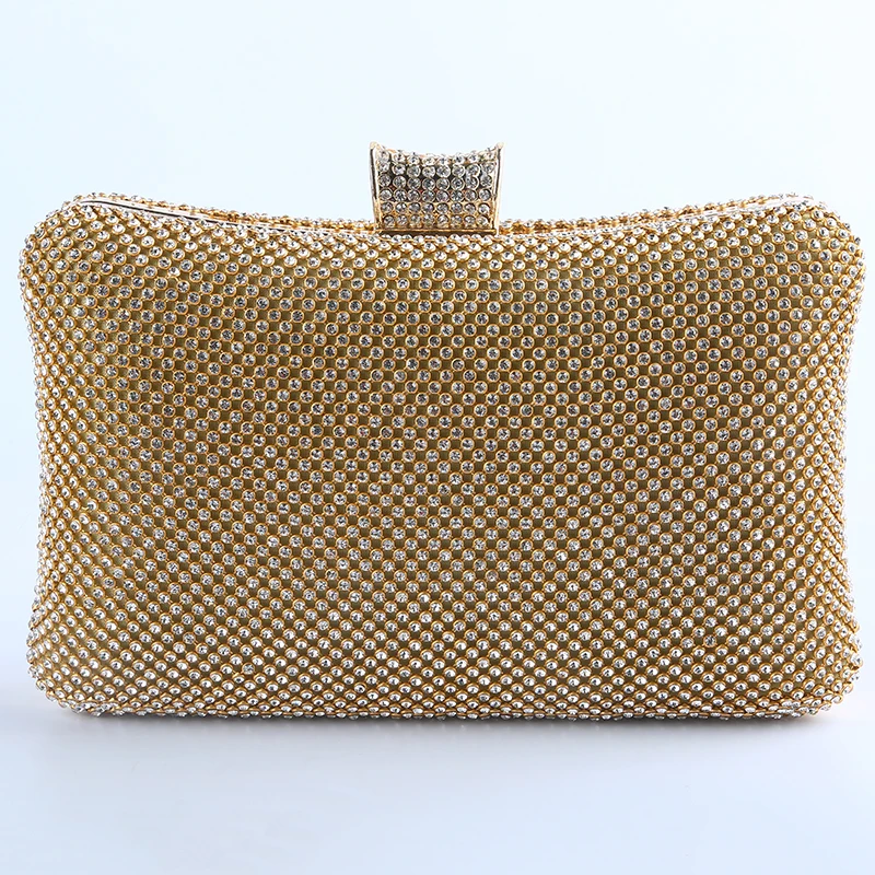 Factory direct wholesale classic crystal evening bag brand new diamond box clutch with satin lining for women party prom banquet