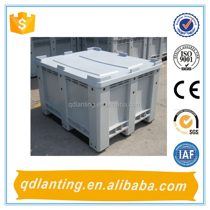Heavy Duty Large OEM Customized Rigid Solid Industrial Food Grade Euro Plastic Pallet Box (1200x1000x760mm)