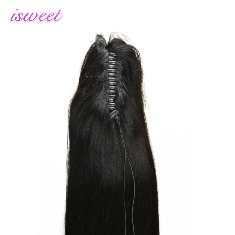 Double drawn claw clip human hair ponytail extensions