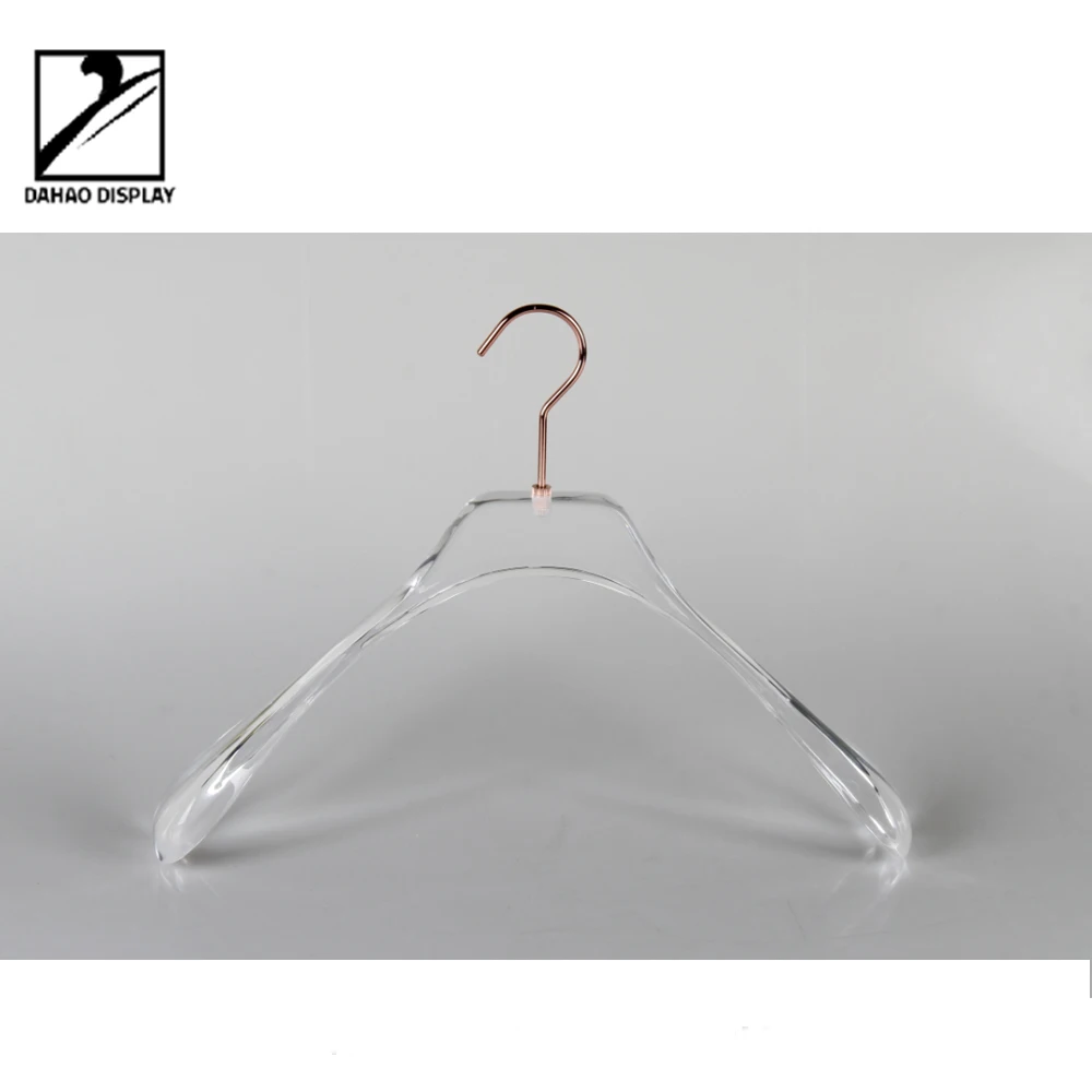 
Luxury acrylic clothes hanger with rose gold hook for display 